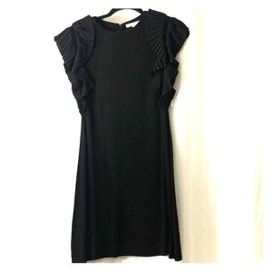Maje Pleated-sleeve Dress In Black